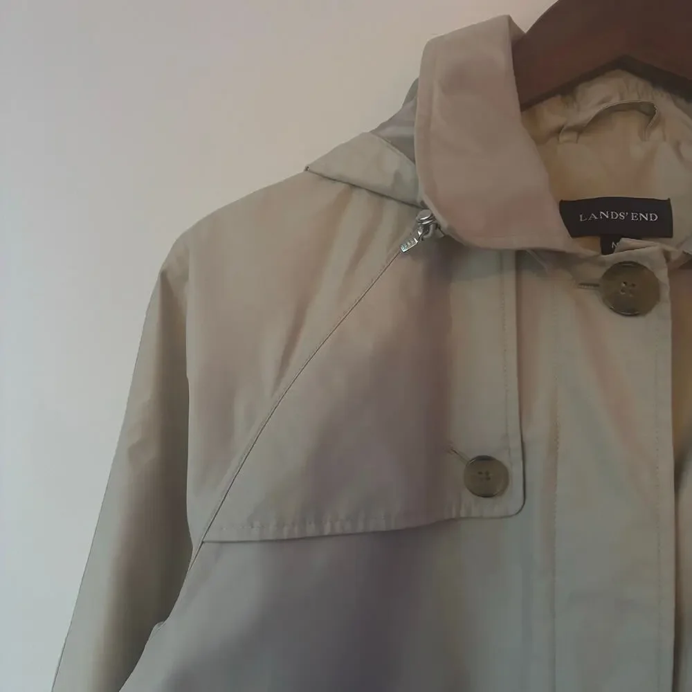 NWT Lands End Women’s Removable Hooded Trench Coat Sz M Petite  - Picture 3 of 7